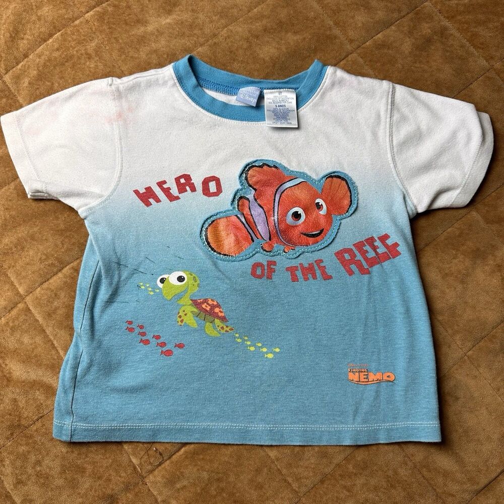 Vintage Disney Pixar Finding Nemo Shirt 5T Hero Of The Reef Ombre Teal Toddler